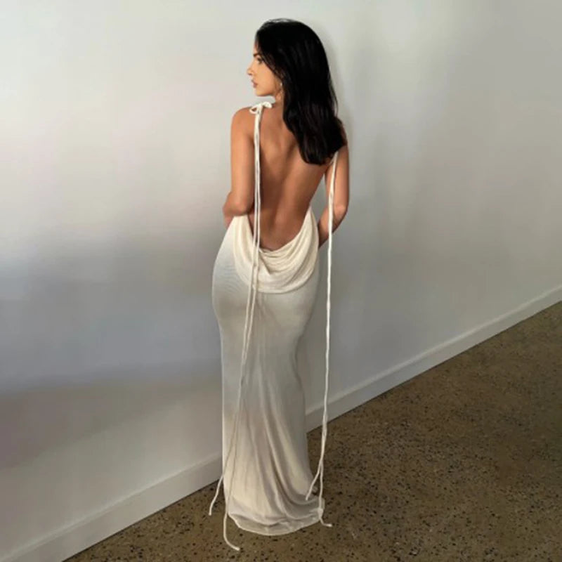 Backless Eggshell Maxi Dress