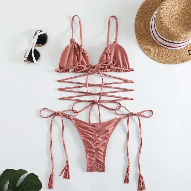 High Cut Bandage Bikini Set