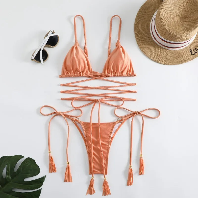 High Cut Bandage Bikini Set