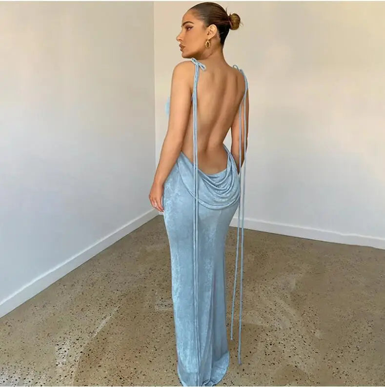 Backless Eggshell Maxi Dress