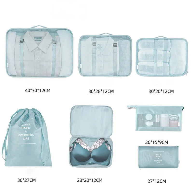 7/6Pcs Set Travel Organizer Storage Bags Portable Suitcase Packing Set