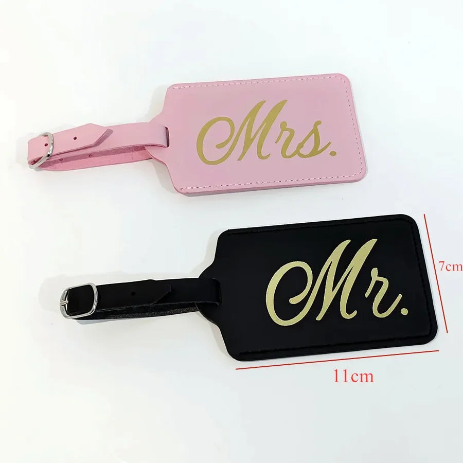 2PCS/Set Mr Mrs Couples Luggage Hanging Tag With Name ID Cards