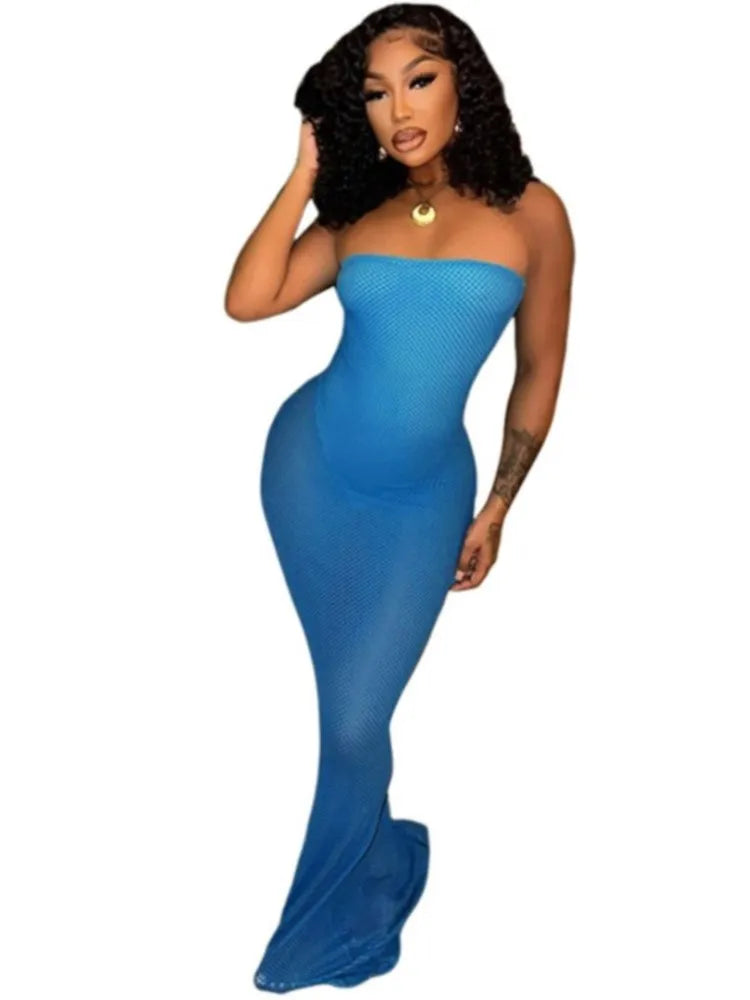 New Beach Strapless Maxi Dresses Cover-Up