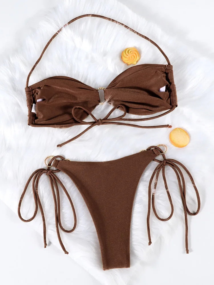 Bandeau Swimwear Cut Out Bikini