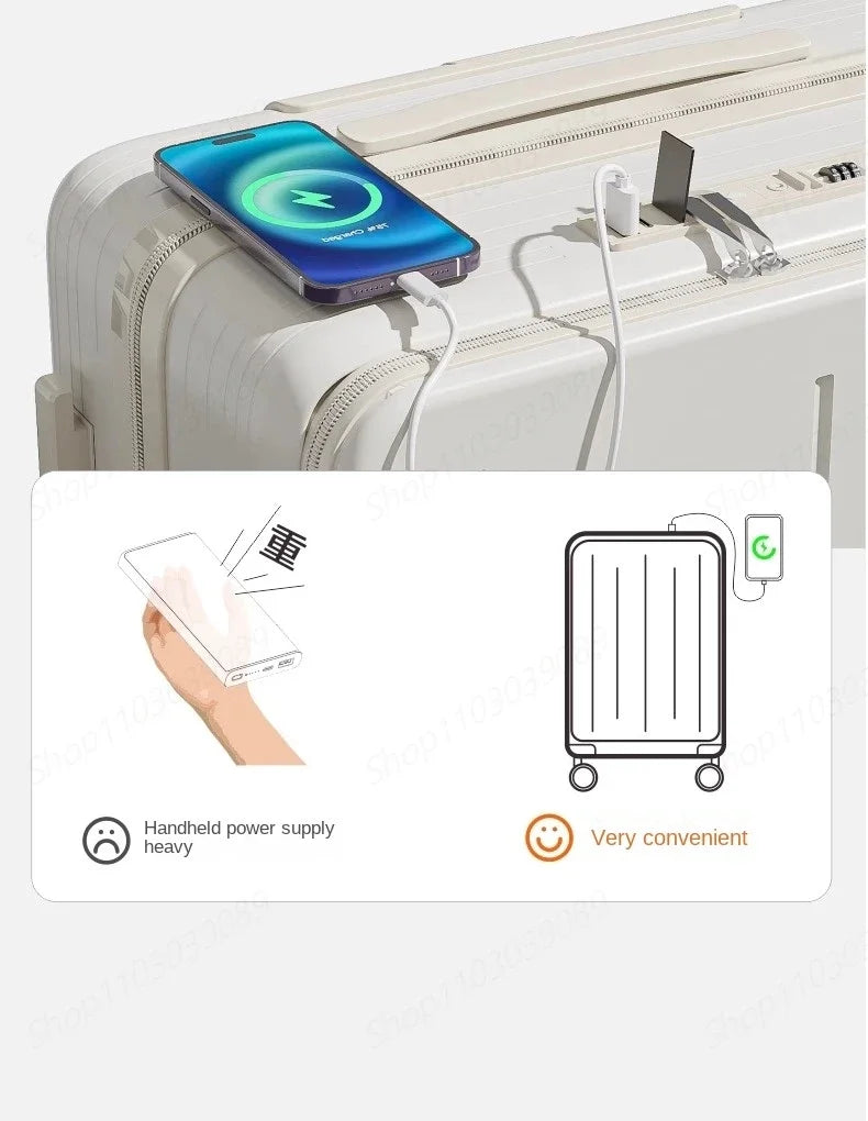 Front Opening Suitcase W/ USB Port