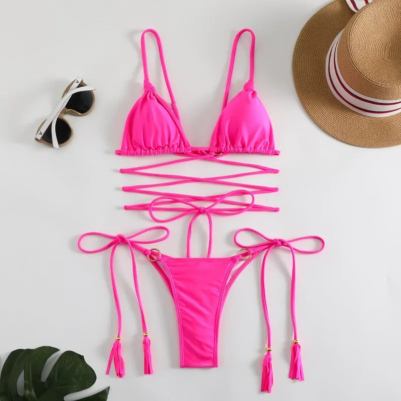 High Cut Bandage Bikini Set