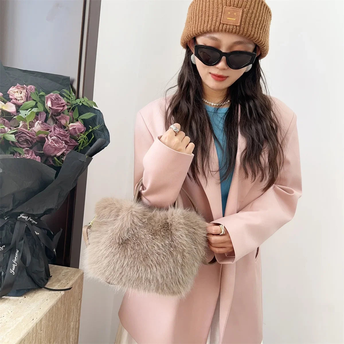 Faux Fur Shoulder/Handbag