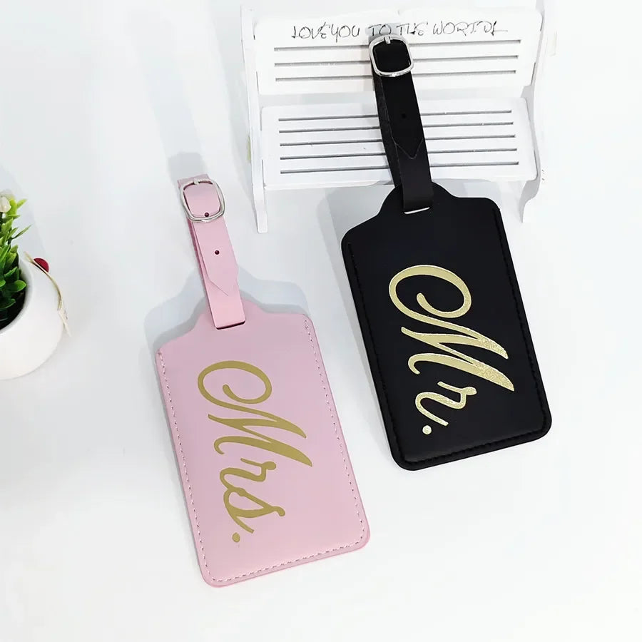 2PCS/Set Mr Mrs Couples Luggage Hanging Tag With Name ID Cards