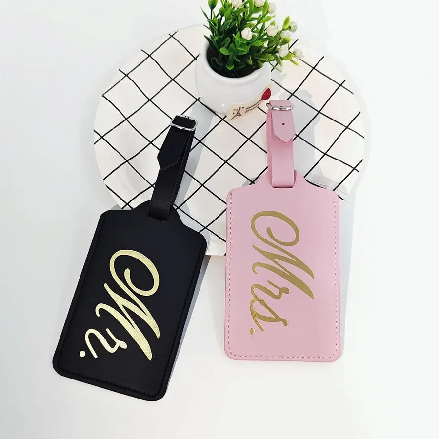 2PCS/Set Mr Mrs Couples Luggage Hanging Tag With Name ID Cards