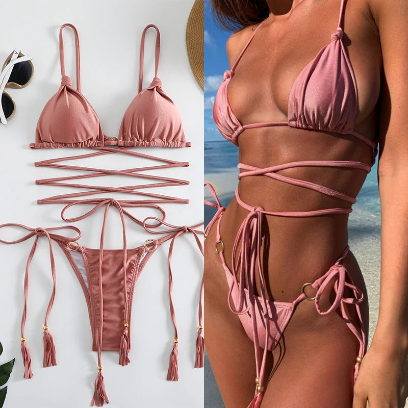 High Cut Bandage Bikini Set