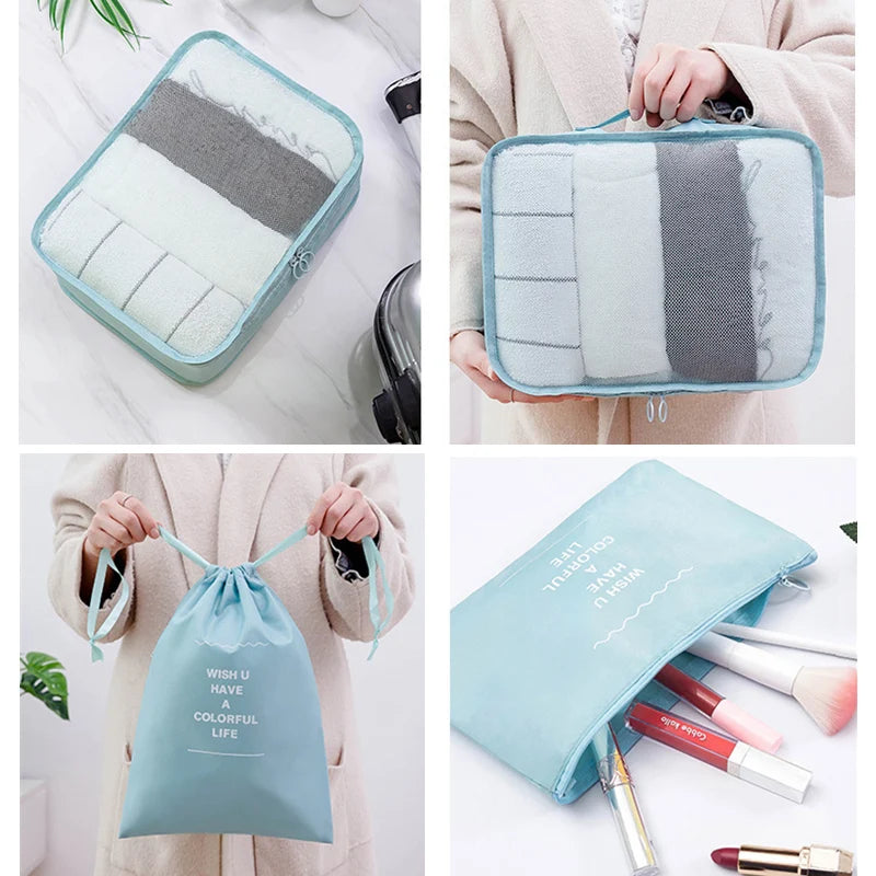 7/6Pcs Set Travel Organizer Storage Bags Portable Suitcase Packing Set