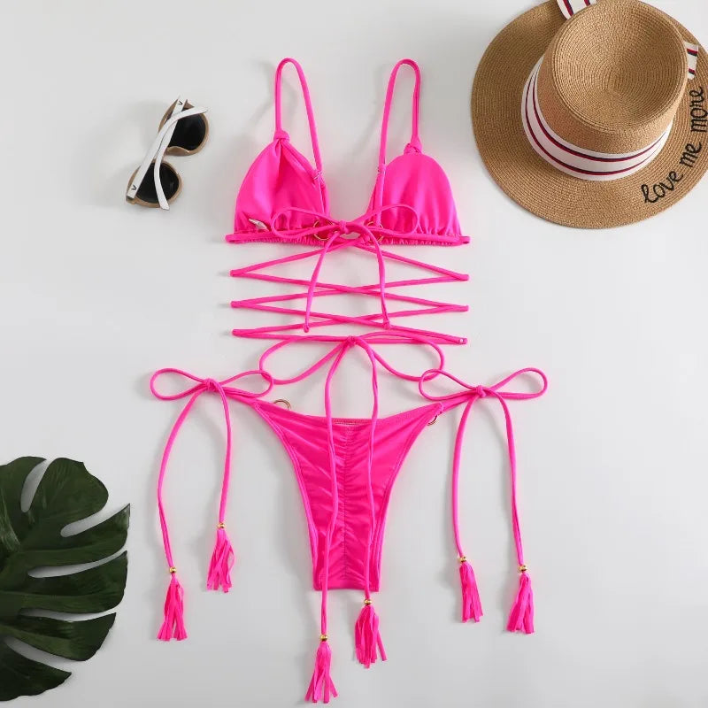 High Cut Bandage Bikini Set