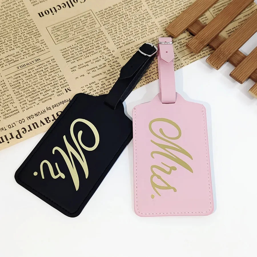 2PCS/Set Mr Mrs Couples Luggage Hanging Tag With Name ID Cards