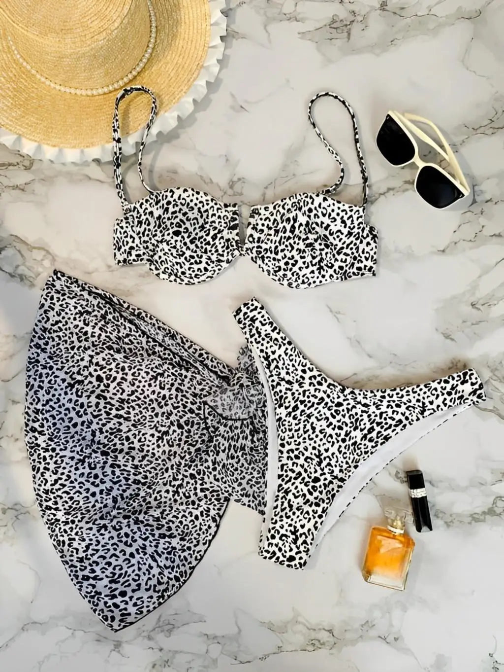 3 Pieces Leopard Push Up Bikini