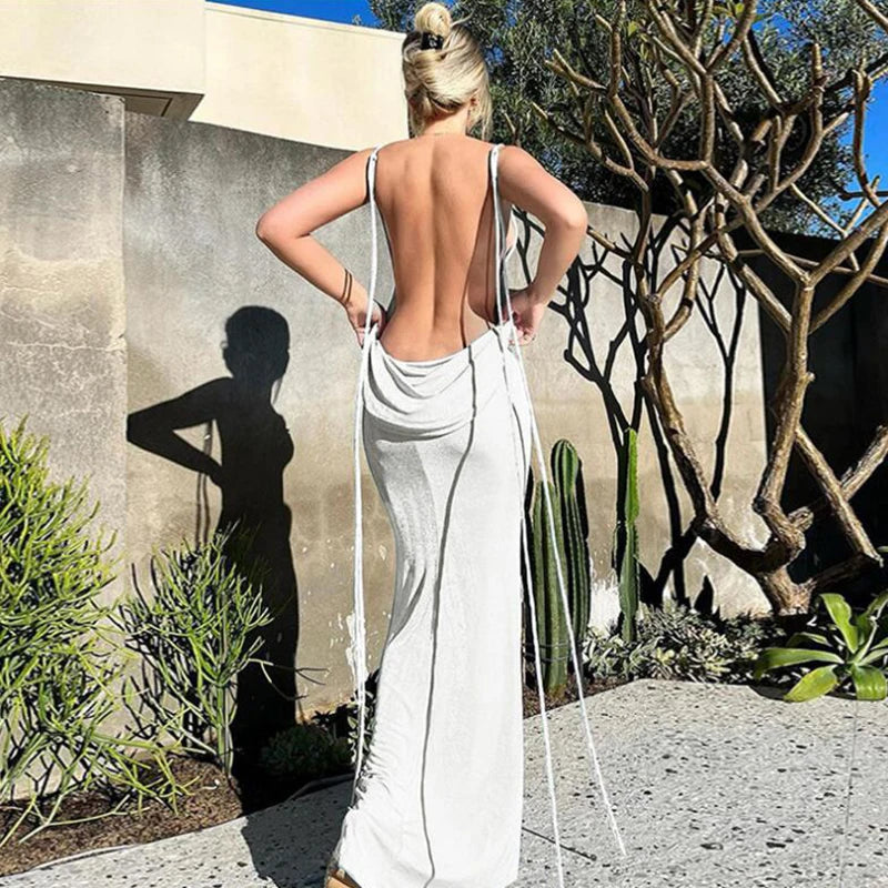 Backless Eggshell Maxi Dress