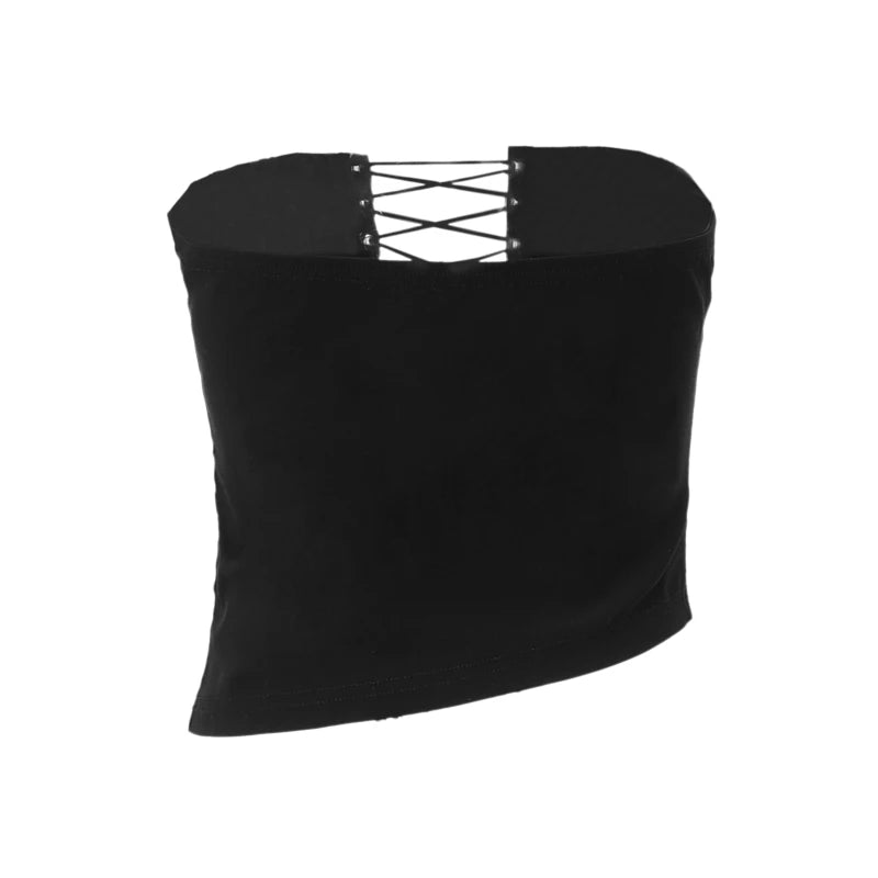 Y2K Applique Sleeveless Bandage Tube Top