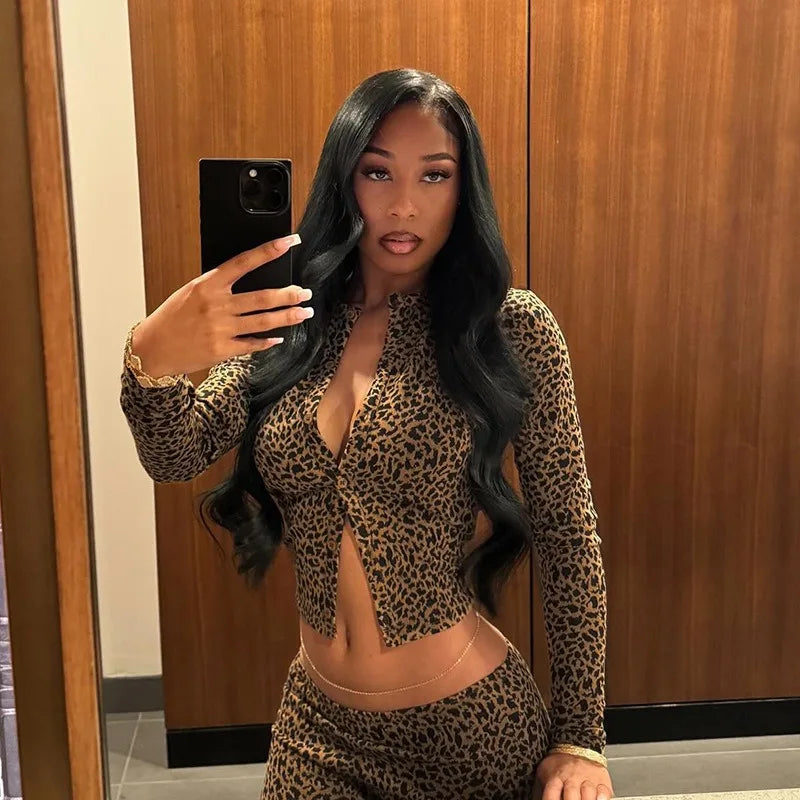 Autumn Knitted Leopard 2 Piece Set