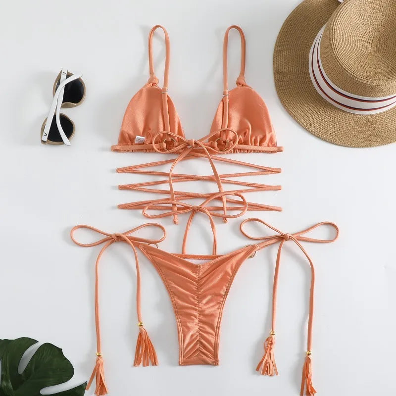 High Cut Bandage Bikini Set