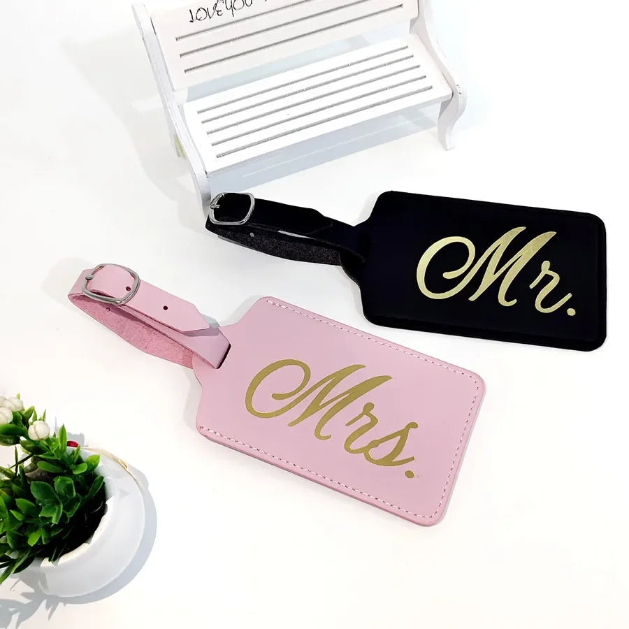 2PCS/Set Mr Mrs Couples Luggage Hanging Tag With Name ID Cards